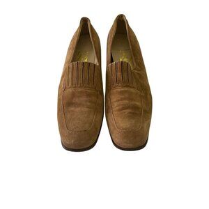 Ferragamo Women's Salvatore Suede Fringe Loafers Shoes Brown Size 8 1/2 A
